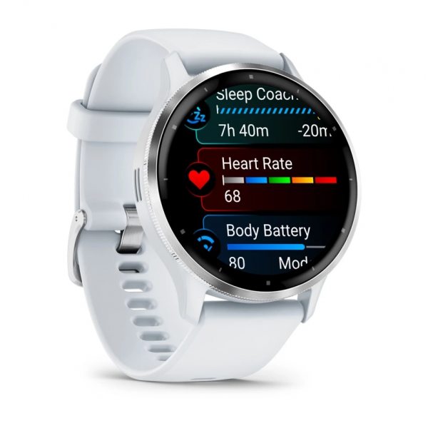GARMIN VENU 3 SILVER БЕЗЕЛ С WHITESTONE КОРПУС И СИЛИКОНОВА КАИШКА 2