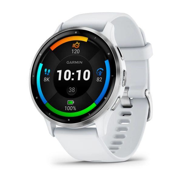 GARMIN VENU 3 SILVER БЕЗЕЛ С WHITESTONE КОРПУС И СИЛИКОНОВА КАИШКА