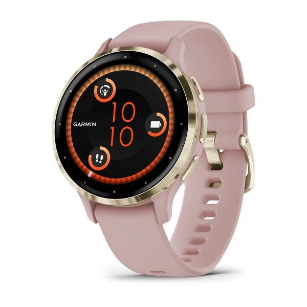 GARMIN VENU 3S SOFT GOLD БЕЗЕЛ С DUST ROSE КОРПУС И СИЛИКОНОВА КАИШКА