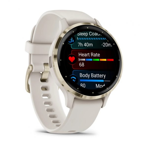 GARMIN VENU 3S SOFT GOLD БЕЗЕЛ С IVORY КОРПУС И СИЛИКОНОВА КАИШКА 2
