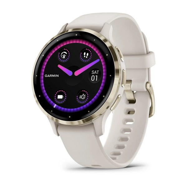 GARMIN VENU 3S SOFT GOLD БЕЗЕЛ С IVORY КОРПУС И СИЛИКОНОВА КАИШКА