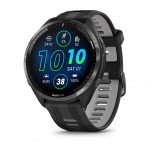 Garmin Forerunner 965 Carbon Grey DLC Titanium безел с Black корпус и Black/Powder Grey силиконова каишка