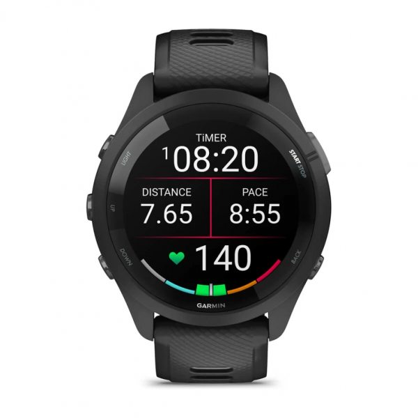 GARMIN FORERUNNER 265 BLACK БЕЗЕЛ И КОРПУС С BLACK/POWDER GRAY СИЛИКОНОВА КАИШКА  1