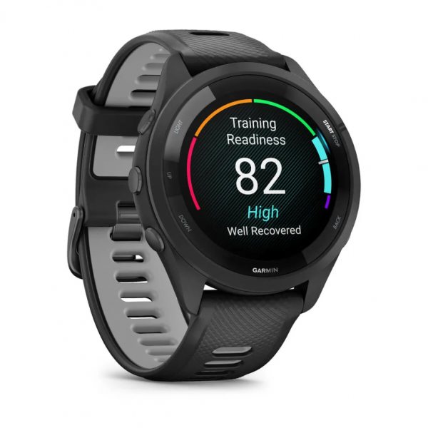 GARMIN FORERUNNER 265 BLACK БЕЗЕЛ И КОРПУС С BLACK/POWDER GRAY СИЛИКОНОВА КАИШКА  2