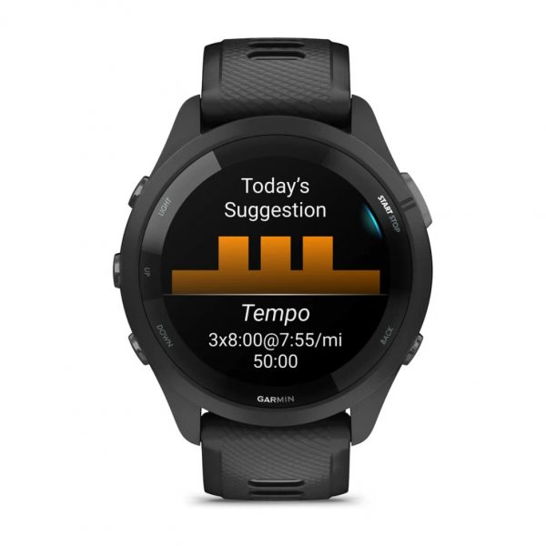 GARMIN FORERUNNER 265 BLACK БЕЗЕЛ И КОРПУС С BLACK/POWDER GRAY СИЛИКОНОВА КАИШКА  3
