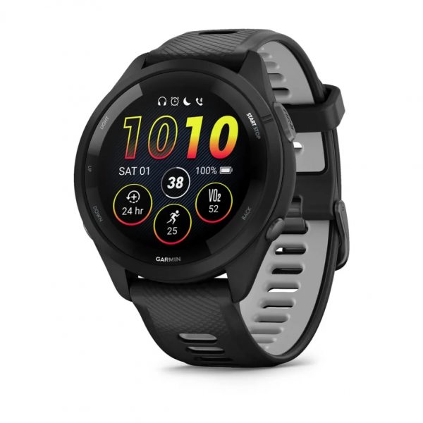 GARMIN FORERUNNER 265 BLACK БЕЗЕЛ И КОРПУС С BLACK/POWDER GRAY СИЛИКОНОВА КАИШКА 