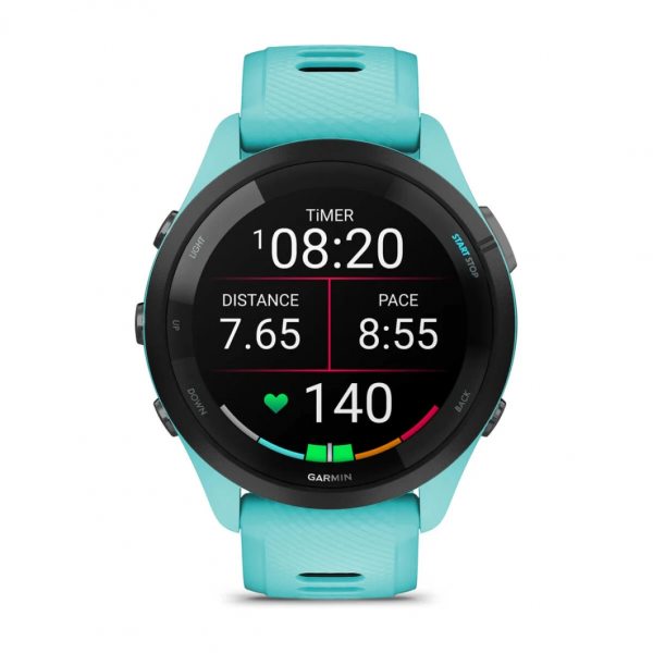 GARMIN FORERUNNER 265 BLACK БЕЗЕЛ С AQUA КОРПУС И AQUA/BLACK СИЛИКОНОВА КАИШКА 1