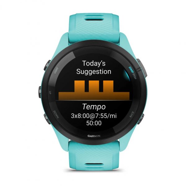 GARMIN FORERUNNER 265 BLACK БЕЗЕЛ С AQUA КОРПУС И AQUA/BLACK СИЛИКОНОВА КАИШКА 3