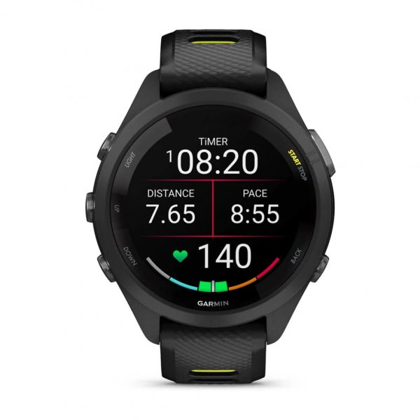 GARMIN FORERUNNER 265S BLACK БЕЗЕЛ И КОРПУС С BLACK/AMP YELLOW СИЛИКОНОВА КАИШКА 1