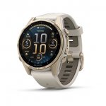 Garmin Fenix 8 43mm AMOLED Sapphire Soft Gold с Fog Gray/Dark Sandstone силиконова каишка