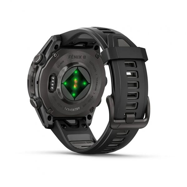 GARMIN FENIX 8 43MM AMOLED SAPPHIRE CARBON GRAY DLC TITANIUM С BLACK/PEBBLE GRAY СИЛИКОНОВА КАИШКА 10