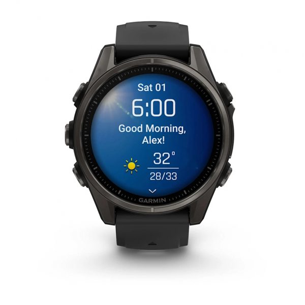 GARMIN FENIX 8 43MM AMOLED SAPPHIRE CARBON GRAY DLC TITANIUM С BLACK/PEBBLE GRAY СИЛИКОНОВА КАИШКА 1