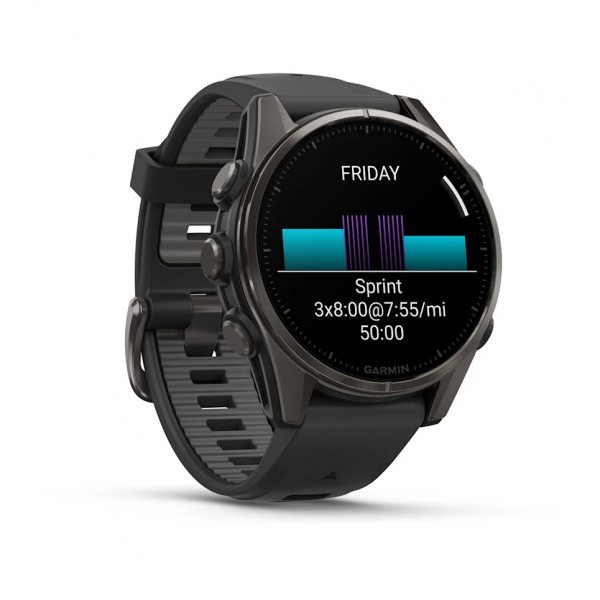 GARMIN FENIX 8 43MM AMOLED SAPPHIRE CARBON GRAY DLC TITANIUM С BLACK/PEBBLE GRAY СИЛИКОНОВА КАИШКА 2