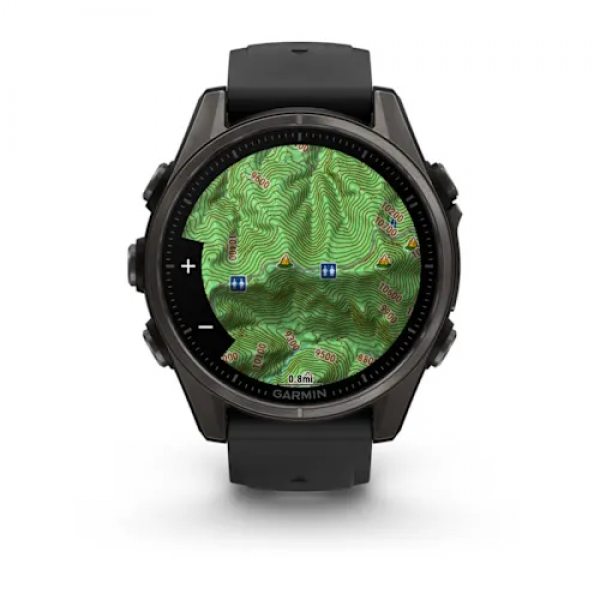 GARMIN FENIX 8 43MM AMOLED SAPPHIRE CARBON GRAY DLC TITANIUM С BLACK/PEBBLE GRAY СИЛИКОНОВА КАИШКА 4