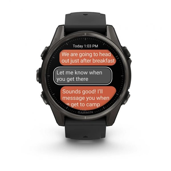 GARMIN FENIX 8 43MM AMOLED SAPPHIRE CARBON GRAY DLC TITANIUM С BLACK/PEBBLE GRAY СИЛИКОНОВА КАИШКА 8