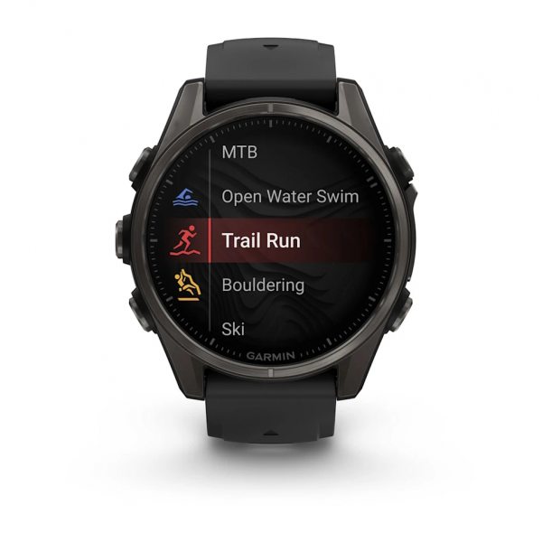 GARMIN FENIX 8 43MM AMOLED SAPPHIRE CARBON GRAY DLC TITANIUM С BLACK/PEBBLE GRAY СИЛИКОНОВА КАИШКА 5