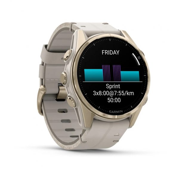 GARMIN FENIX 8 43MM AMOLED SAPPHIRE SOFT GOLD STAINLESS STEEL С FOG GRAY КОЖЕНА КАИШКА 3