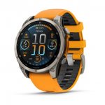 Garmin Fenix 8 47mm AMOLED Sapphire Titanium със Spark Orange/Graphite силиконова каишка