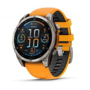 Garmin Fenix 8 47mm AMOLED Sapphire Titanium със Spark Orange/Graphite силиконова каишка