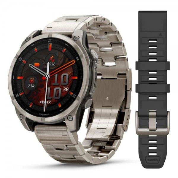 GARMIN FENIX 8 47MM AMOLED SAPPHIRE TITANIUM С VENTED ТИТАНИЕВА КАИШКА 