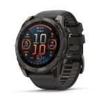 Garmin Fenix 8 51mm AMOLED Sapphire Carbon Gray DLC Titanium с Black/Pebble Gray силиконова каишка