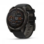 Garmin Fenix 8 47mm Solar Sapphire Carbon Gray DLC Titanium с Black/Pebble Gray силиконова каишка