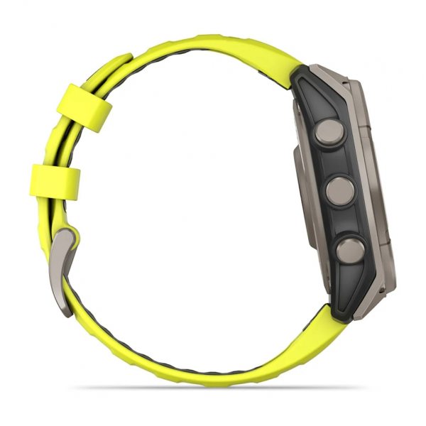 GARMIN FENIX 8 47MM SOLAR SAPPHIRE TITANIUM С AMP YELLOW/GRAPHITE СИЛИКОНОВА КАИШКА  12