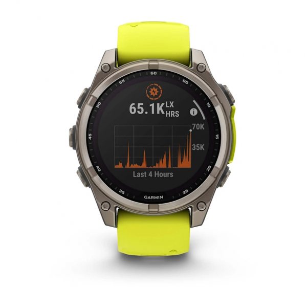 GARMIN FENIX 8 47MM SOLAR SAPPHIRE TITANIUM С AMP YELLOW/GRAPHITE СИЛИКОНОВА КАИШКА  1