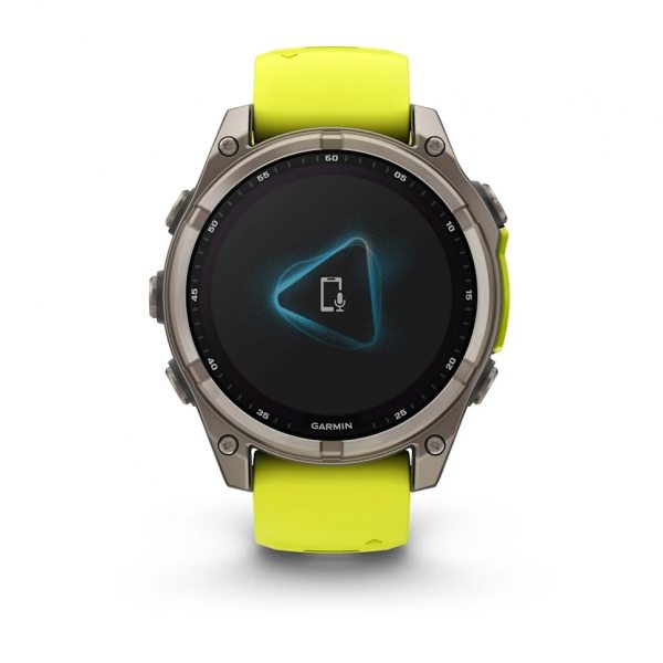 GARMIN FENIX 8 47MM SOLAR SAPPHIRE TITANIUM С AMP YELLOW/GRAPHITE СИЛИКОНОВА КАИШКА  4
