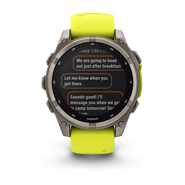 GARMIN FENIX 8 47MM SOLAR SAPPHIRE TITANIUM С AMP YELLOW/GRAPHITE СИЛИКОНОВА КАИШКА  8