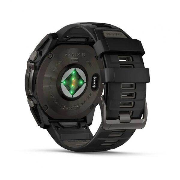 GARMIN FENIX 8 51MM SOLAR SAPPHIRE CARBON GRAY DLC TITANIUM С BLACK/PEBBLE GRAY СИЛИКОНОВА КАИШКА  10