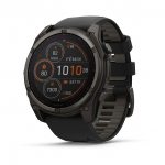 Garmin Fenix 8 51mm Solar Sapphire Carbon Gray DLC Titanium с Black/Pebble Gray силиконова каишка 