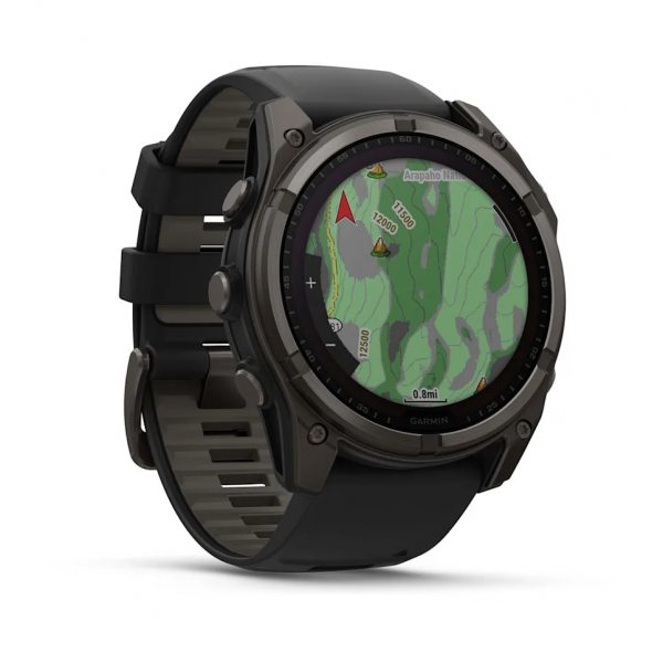 GARMIN FENIX 8 51MM SOLAR SAPPHIRE CARBON GRAY DLC TITANIUM С BLACK/PEBBLE GRAY СИЛИКОНОВА КАИШКА  2