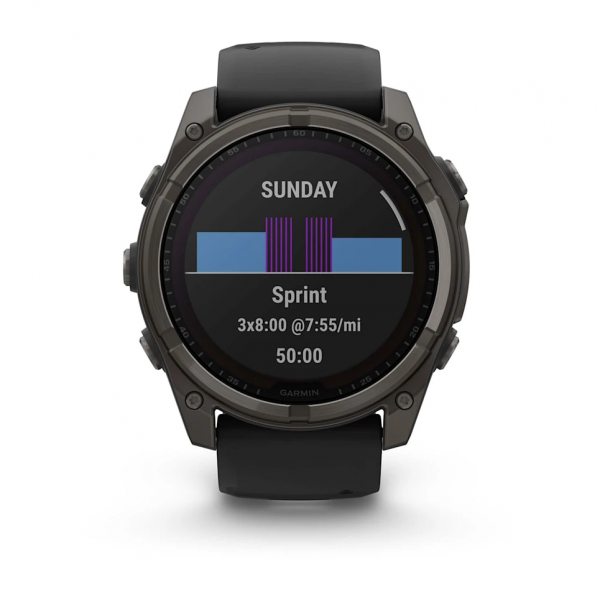 GARMIN FENIX 8 51MM SOLAR SAPPHIRE CARBON GRAY DLC TITANIUM С BLACK/PEBBLE GRAY СИЛИКОНОВА КАИШКА  3