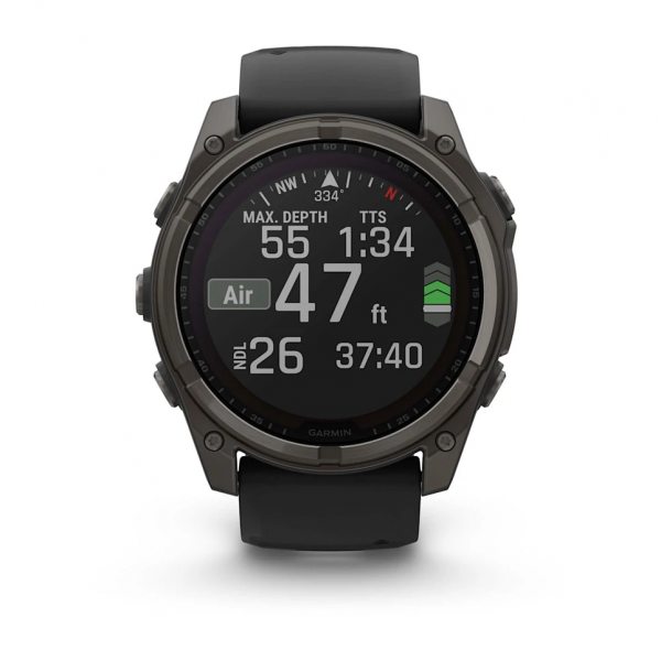 GARMIN FENIX 8 51MM SOLAR SAPPHIRE CARBON GRAY DLC TITANIUM С BLACK/PEBBLE GRAY СИЛИКОНОВА КАИШКА  6