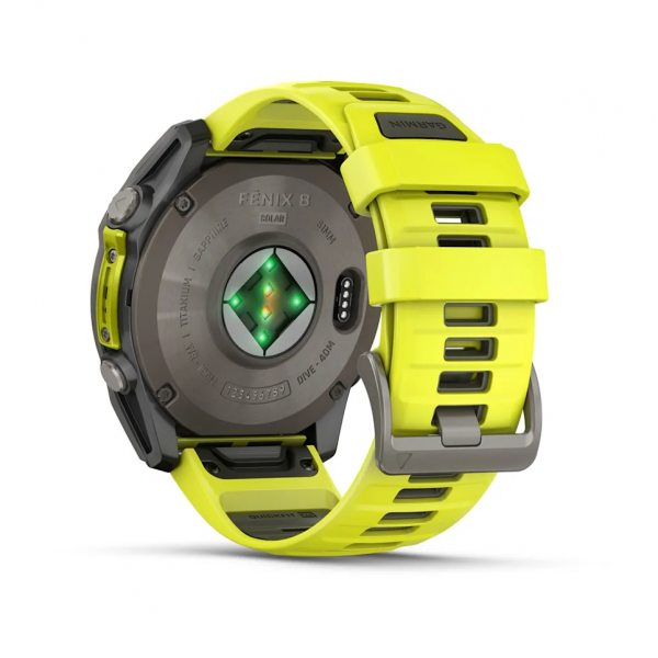 GARMIN FENIX 8 51MM SOLAR SAPPHIRE TITANIUM С AMP YELLOW/GRAPHITE СИЛИКОНОВА КАИШКА 10