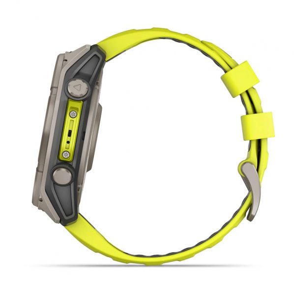 GARMIN FENIX 8 51MM SOLAR SAPPHIRE TITANIUM С AMP YELLOW/GRAPHITE СИЛИКОНОВА КАИШКА 12