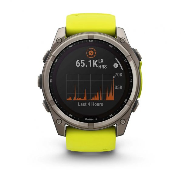 GARMIN FENIX 8 51MM SOLAR SAPPHIRE TITANIUM С AMP YELLOW/GRAPHITE СИЛИКОНОВА КАИШКА 1