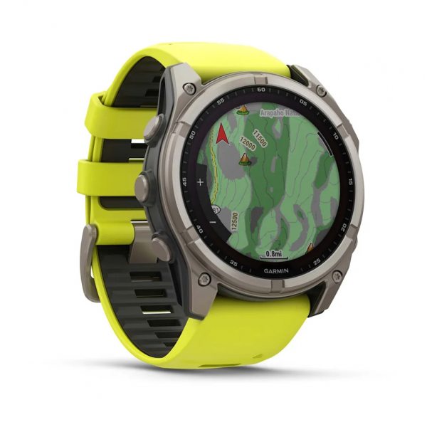 GARMIN FENIX 8 51MM SOLAR SAPPHIRE TITANIUM С AMP YELLOW/GRAPHITE СИЛИКОНОВА КАИШКА 2