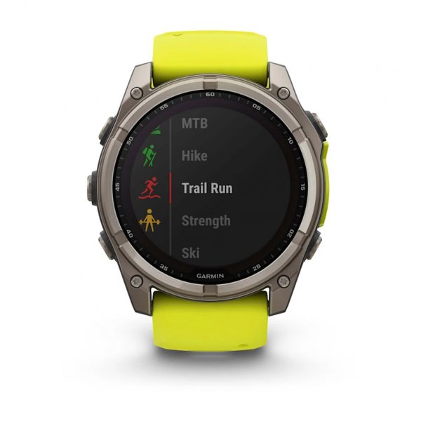 GARMIN FENIX 8 51MM SOLAR SAPPHIRE TITANIUM С AMP YELLOW/GRAPHITE СИЛИКОНОВА КАИШКА 5