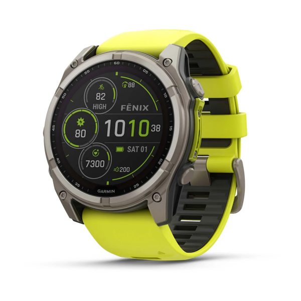GARMIN FENIX 8 51MM SOLAR SAPPHIRE TITANIUM С AMP YELLOW/GRAPHITE СИЛИКОНОВА КАИШКА