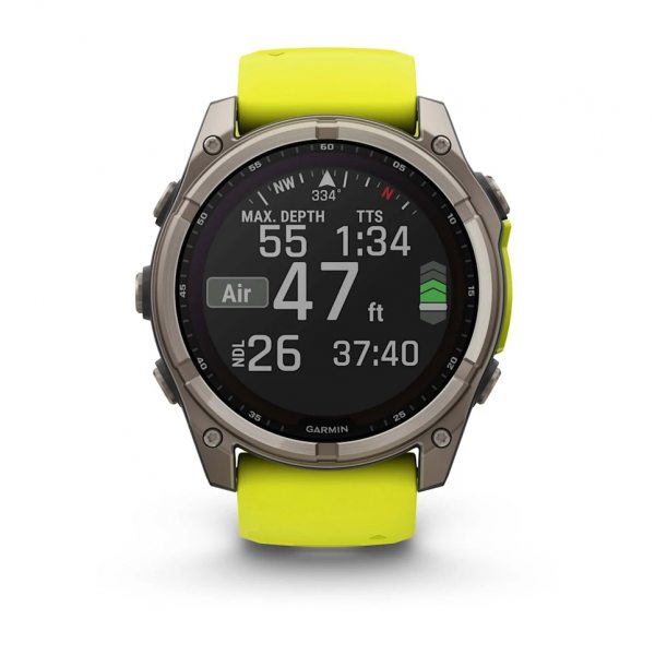 GARMIN FENIX 8 51MM SOLAR SAPPHIRE TITANIUM С AMP YELLOW/GRAPHITE СИЛИКОНОВА КАИШКА 6