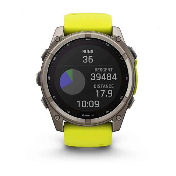 GARMIN FENIX 8 51MM SOLAR SAPPHIRE TITANIUM С AMP YELLOW/GRAPHITE СИЛИКОНОВА КАИШКА 7
