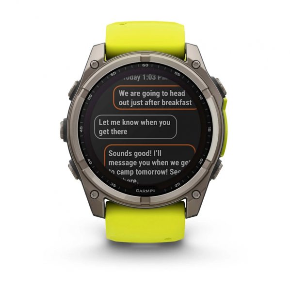 GARMIN FENIX 8 51MM SOLAR SAPPHIRE TITANIUM С AMP YELLOW/GRAPHITE СИЛИКОНОВА КАИШКА 9