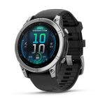 Garmin Fenix E 47 мм AMOLED Stainless Steel с Black силиконова каишка 