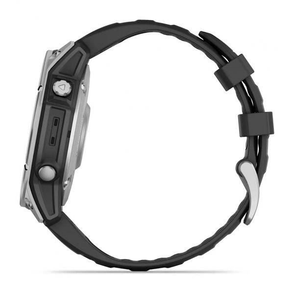 GARMIN FENIX E 47 ММ AMOLED STAINLESS STEEL С BLACK СИЛИКОНОВА КАИШКА  12