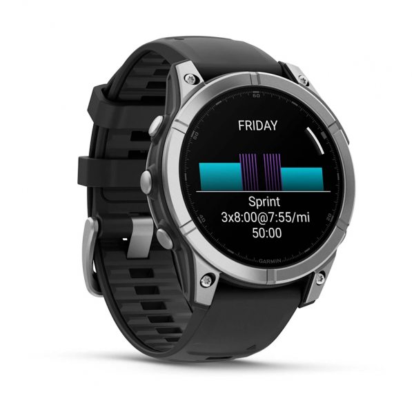 GARMIN FENIX E 47 ММ AMOLED STAINLESS STEEL С BLACK СИЛИКОНОВА КАИШКА  2