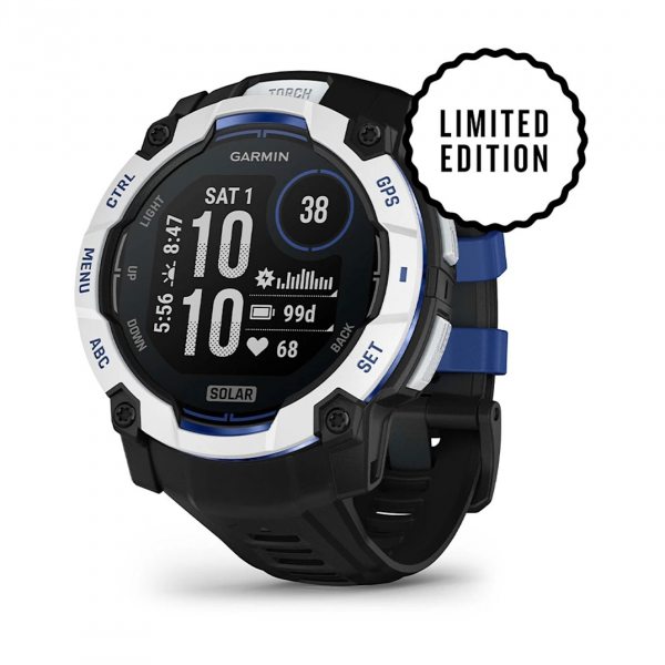 GARMIN INSTINCT 3 SOLAR 50ММ WHITESTONE С BLACK/BOLT BLUE КАИШКА