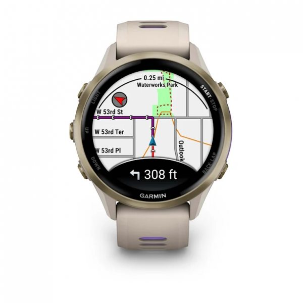 GARMIN FORERUNNER 970 SOFT GOLD TITANIUM С FRENCH GREY КОРПУС И FRENCH GREY/TRANSLUCENT INDIGO КАИШКА 1