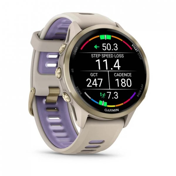 GARMIN FORERUNNER 970 SOFT GOLD TITANIUM С FRENCH GREY КОРПУС И FRENCH GREY/TRANSLUCENT INDIGO КАИШКА 2
